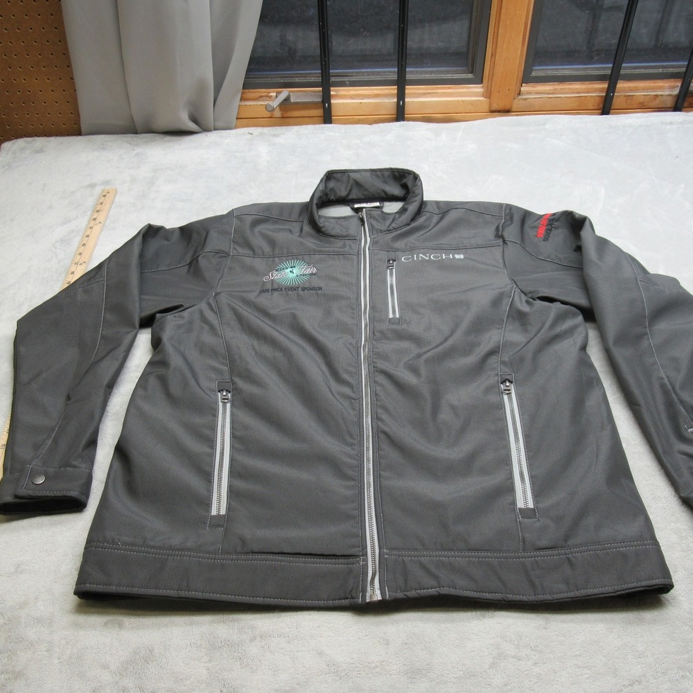 Cinch Jacket Mens 2XL Gray Full Zip Softshell Water Resistant Outdoors Hike Rain
